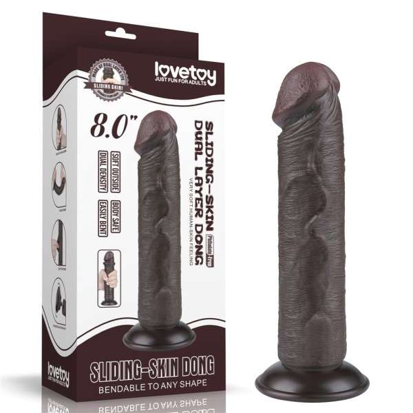 DILDO 8'' SLIDING SKIN DUAL LAYER DONG BLACK | | €13.96 | mojsexshop.sk